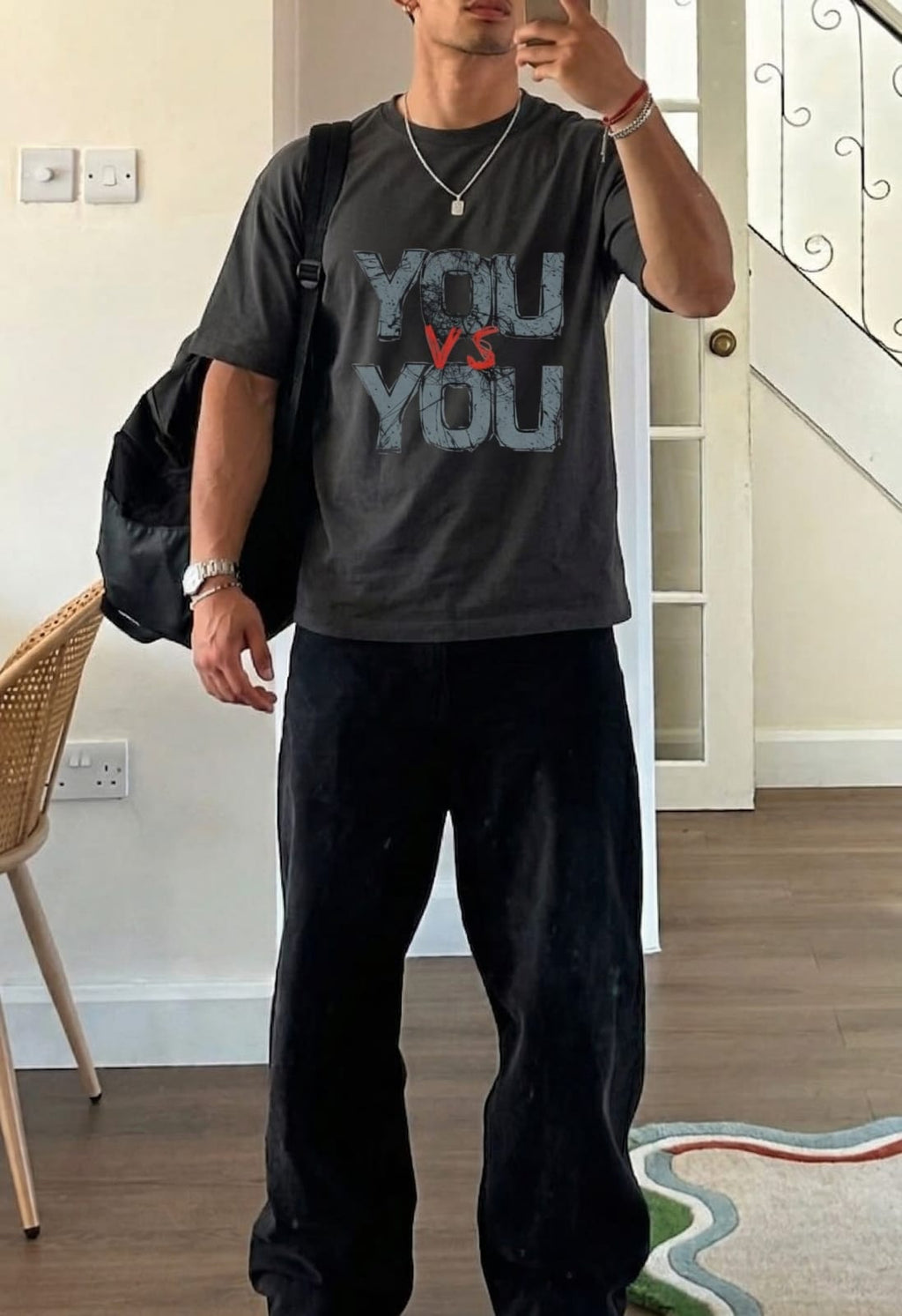 Creative Typography "You vs You" Minimalist T-Shirt