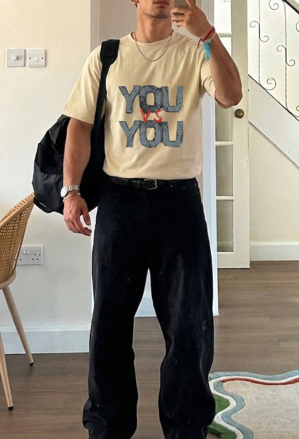 Creative Typography "You vs You" Minimalist T-Shirt