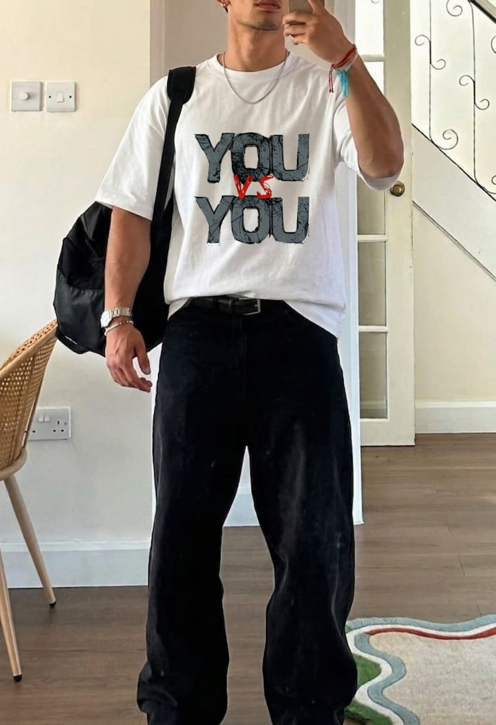 Creative Typography "You vs You" Minimalist T-Shirt